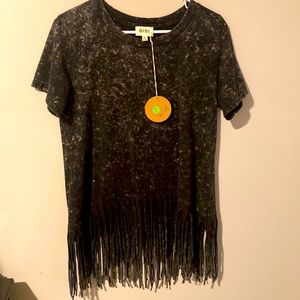 Fringe acid wash shirt